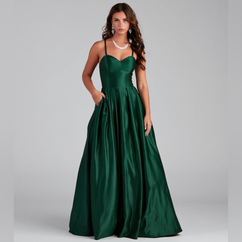 Windsor Satin Green Maxi dress